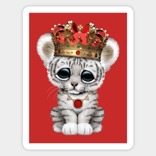 Cute Royal White Tiger Wearing Crown Magnet